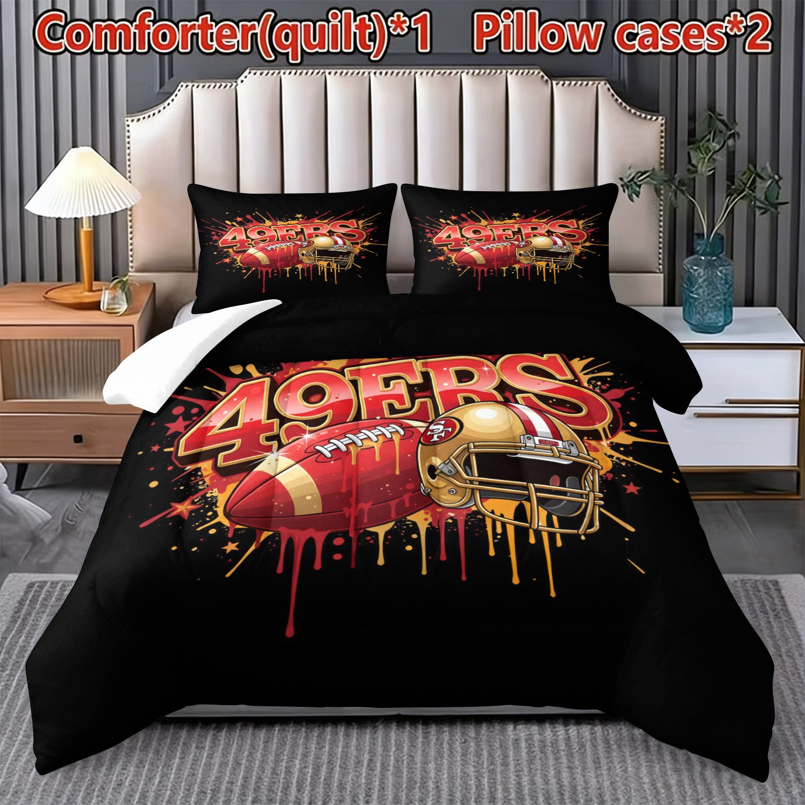 San Francisco 49ers Comforter Pillowcase Sets Blanket All Season Reversible Quilted Duvet
