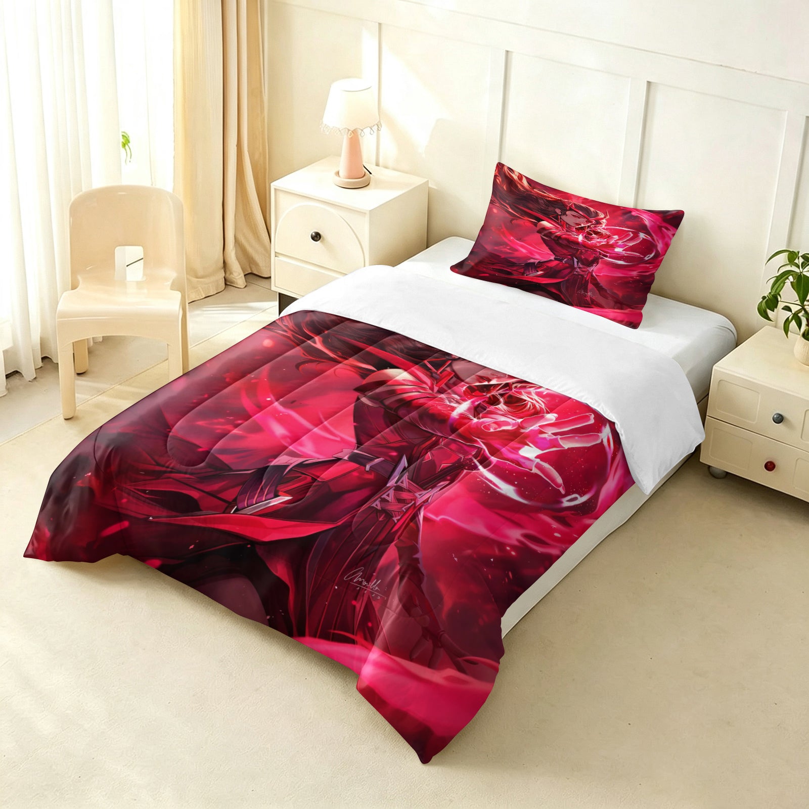 ‌Marvel Rivals Scarletwitch Comforter Pillowcase Sets Blanket All Season Reversible Quilted Duvet