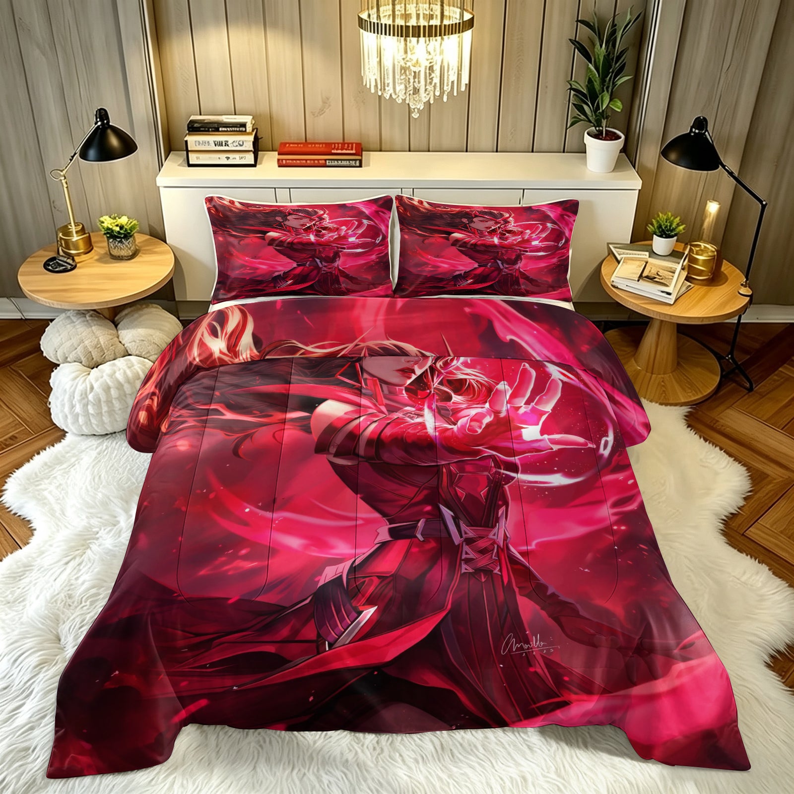 ‌Marvel Rivals Scarletwitch Comforter Pillowcase Sets Blanket All Season Reversible Quilted Duvet