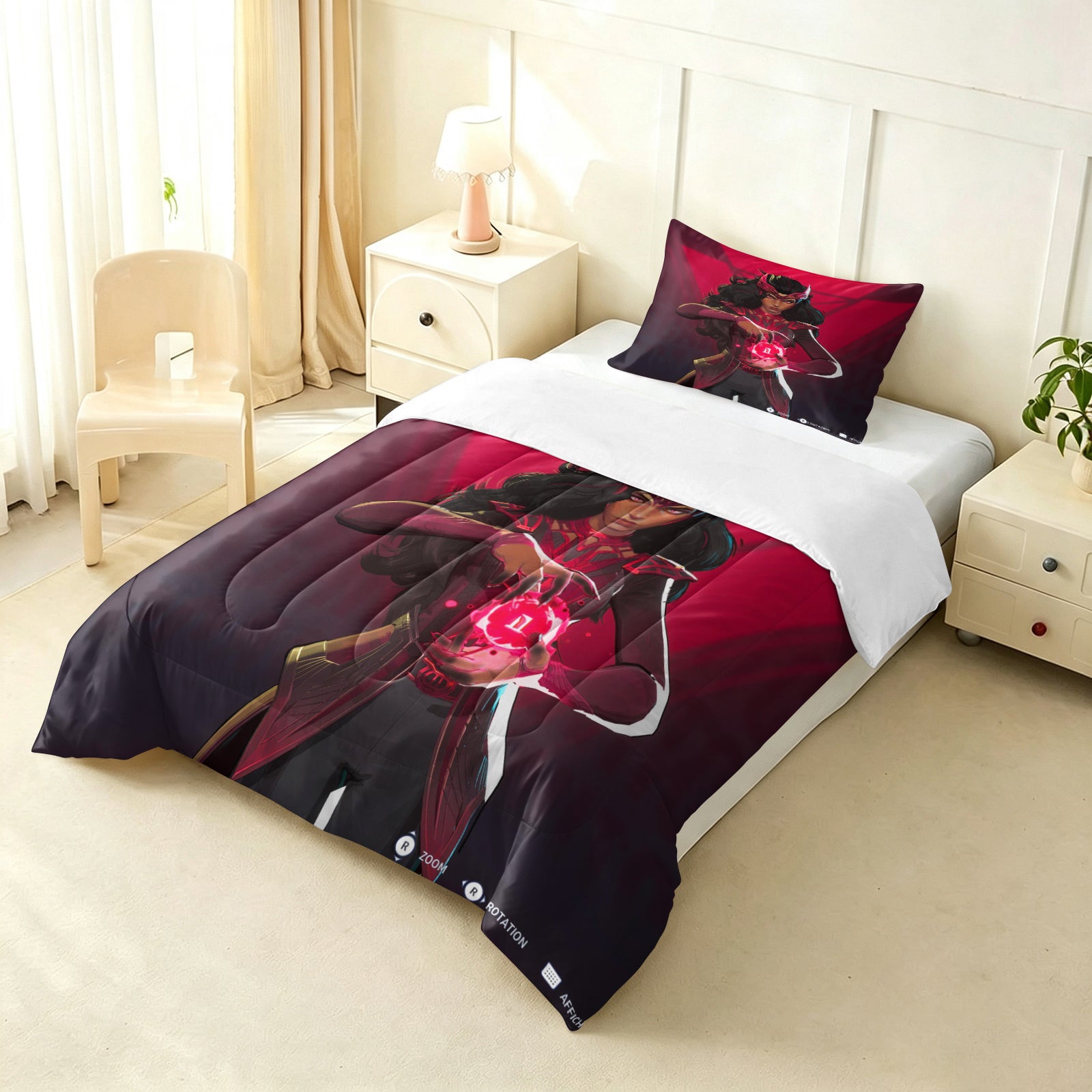 ‌Marvel Rivals Scarletwitch Comforter Pillowcase Sets Blanket All Season Reversible Quilted Duvet