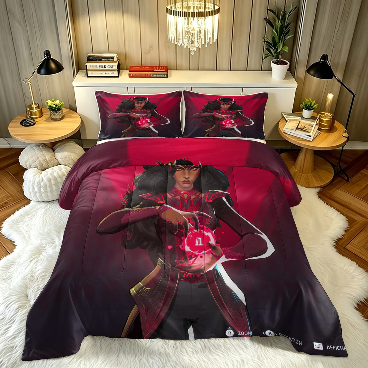 ‌Marvel Rivals Scarletwitch Comforter Pillowcase Sets Blanket All Season Reversible Quilted Duvet