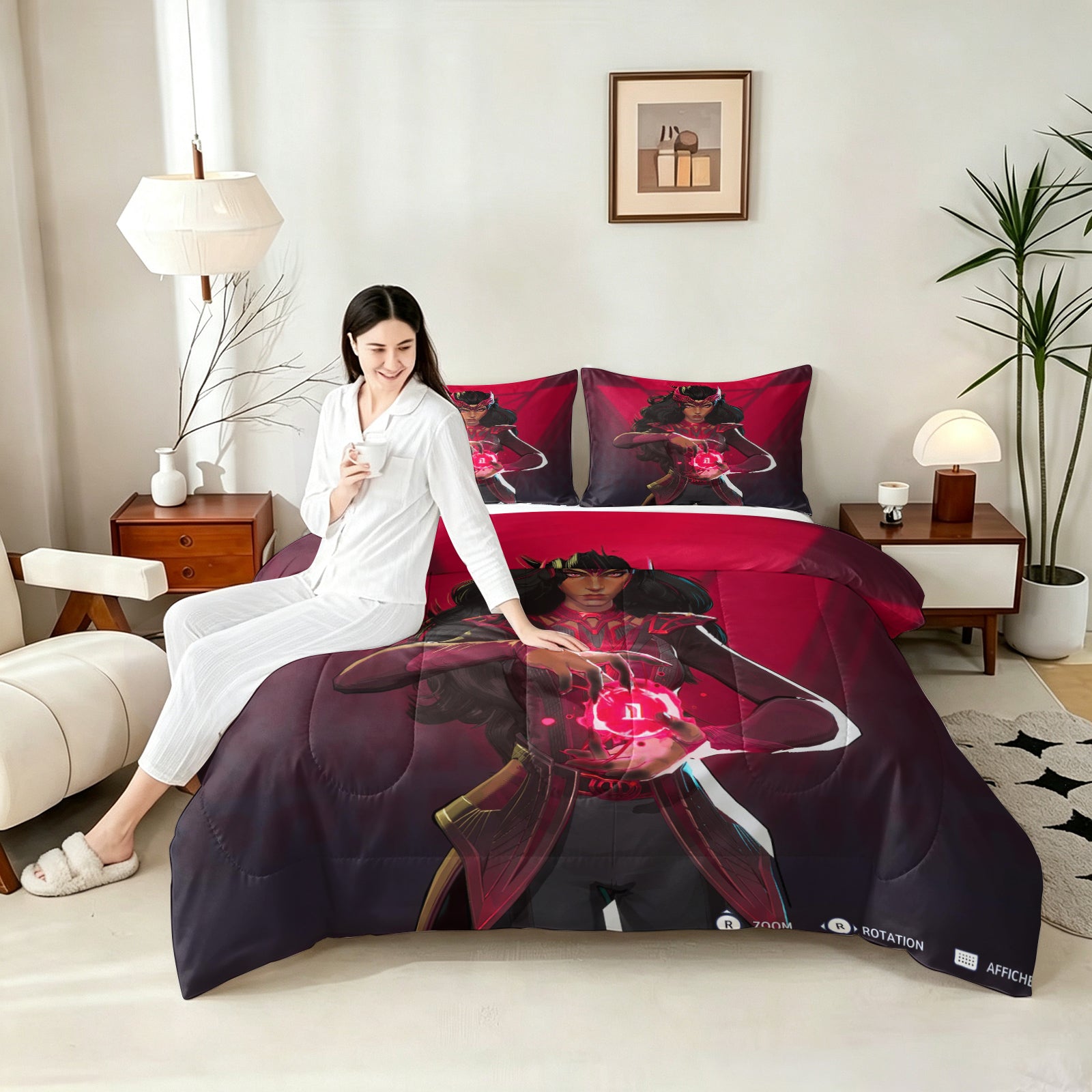 ‌Marvel Rivals Scarletwitch Comforter Pillowcase Sets Blanket All Season Reversible Quilted Duvet