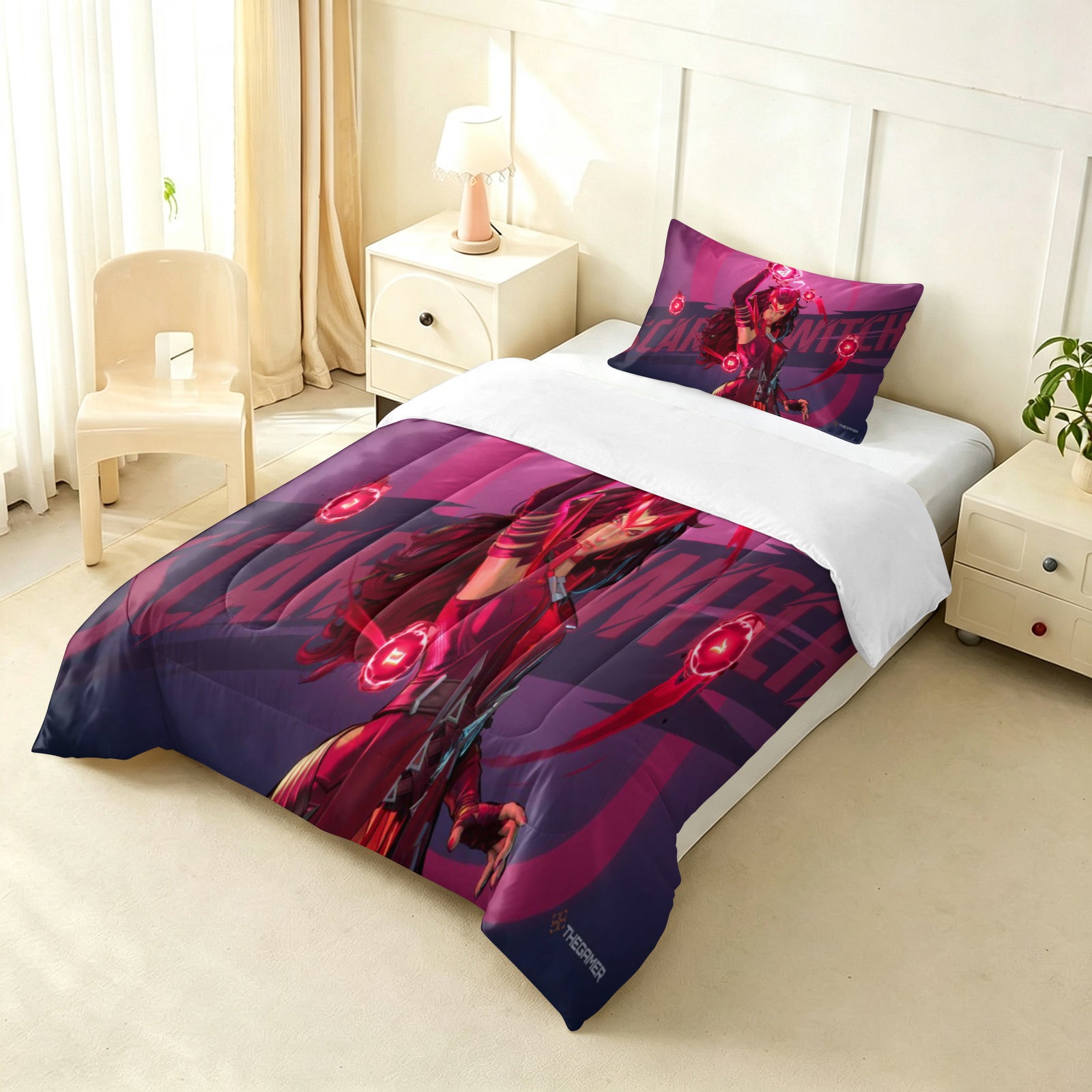 ‌Marvel Rivals Scarletwitch Comforter Pillowcase Sets Blanket All Season Reversible Quilted Duvet