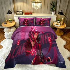 ‌Marvel Rivals Scarletwitch Comforter Pillowcase Sets Blanket All Season Reversible Quilted Duvet