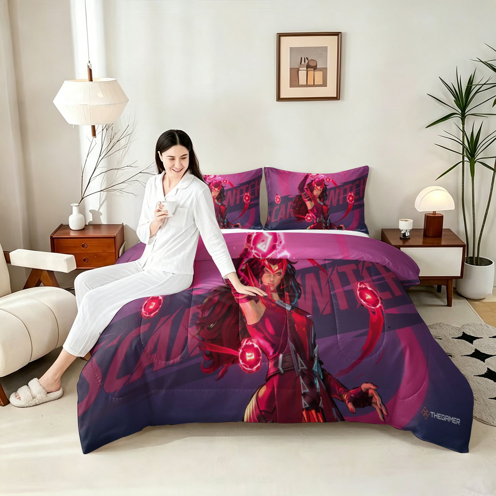 ‌Marvel Rivals Scarletwitch Comforter Pillowcase Sets Blanket All Season Reversible Quilted Duvet