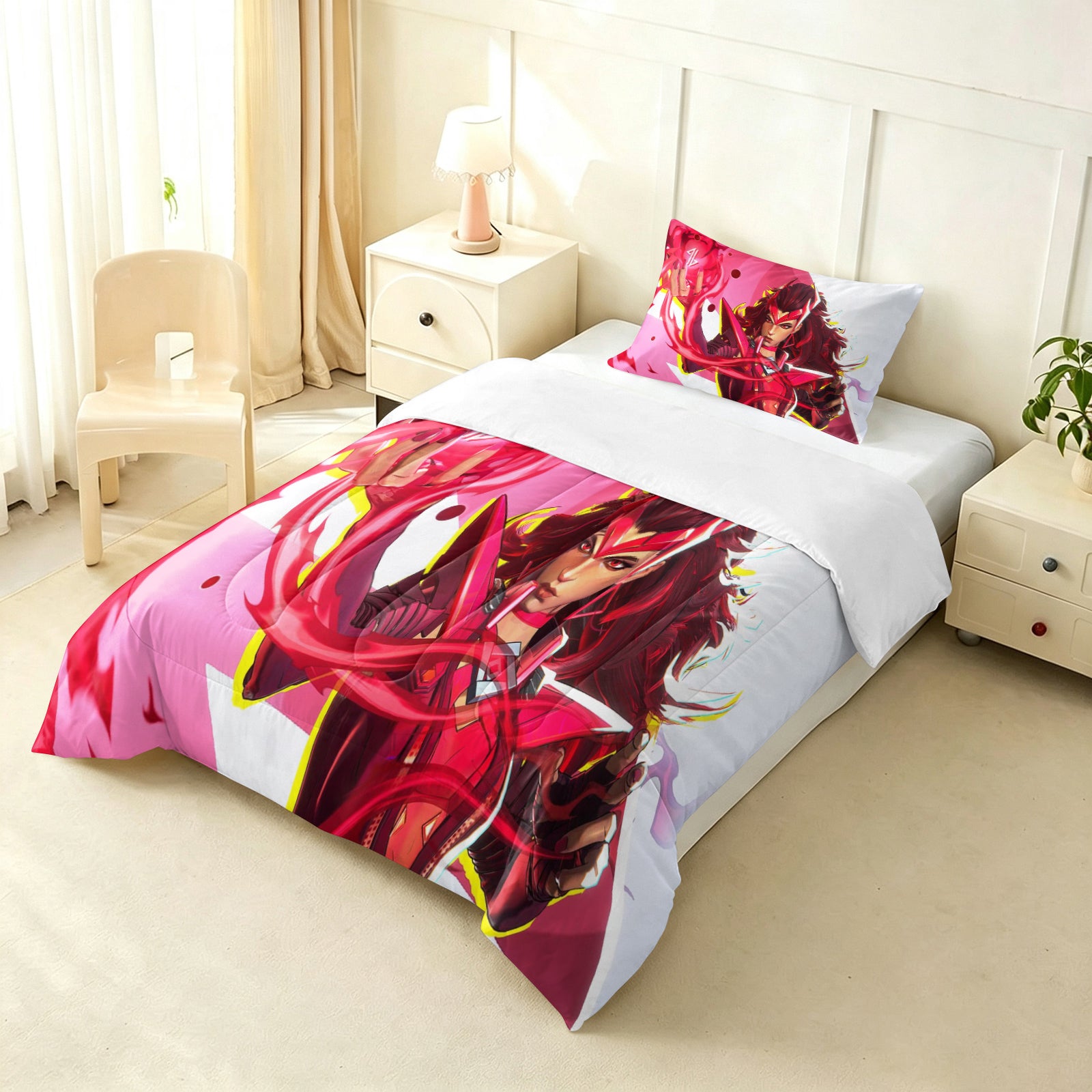 ‌Marvel Rivals Scarletwitch Comforter Pillowcase Sets Blanket All Season Reversible Quilted Duvet