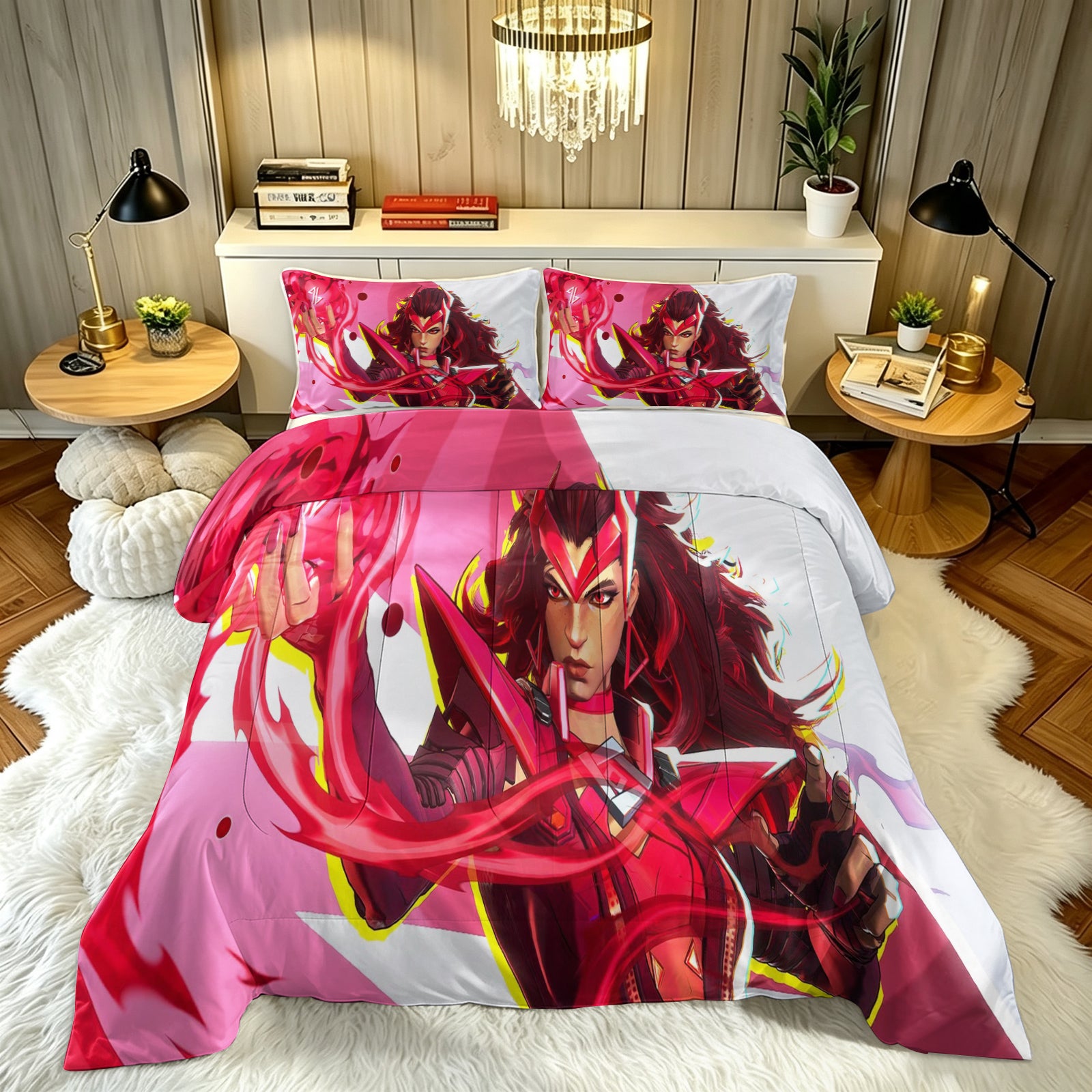 ‌Marvel Rivals Scarletwitch Comforter Pillowcase Sets Blanket All Season Reversible Quilted Duvet