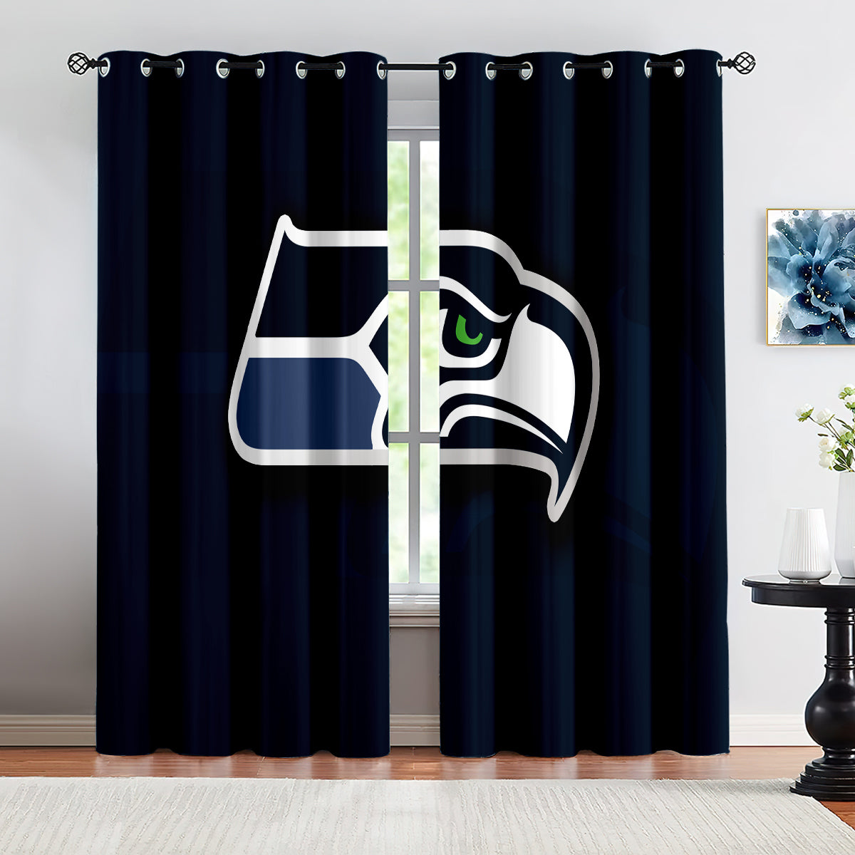 Seattle Seahawks Football Team Blackout Curtains Drape For Window Treatment Set