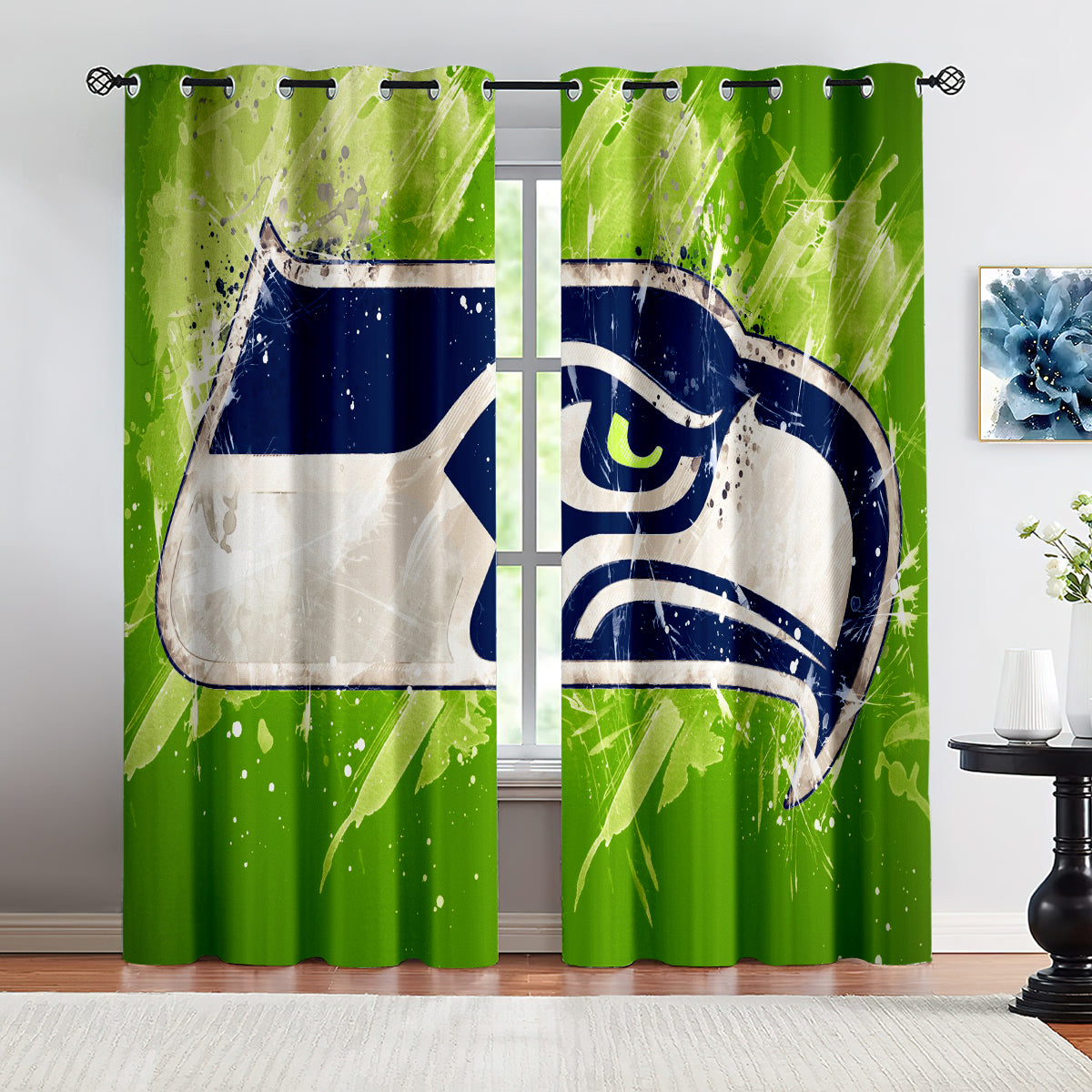 Seattle Seahawks Football Team Blackout Curtains Drape For Window Treatment Set