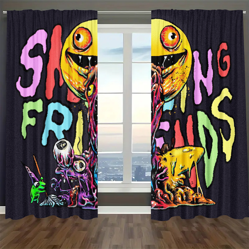 Smilling Friends Blackout Curtains Drapes For Window Treatment Set
