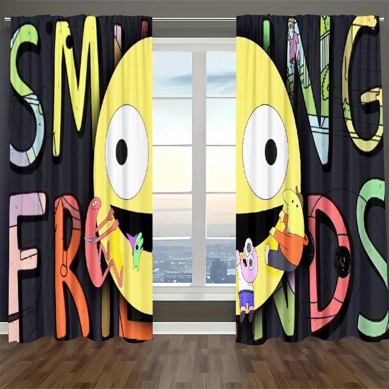 Smilling Friends Blackout Curtains Drapes For Window Treatment Set