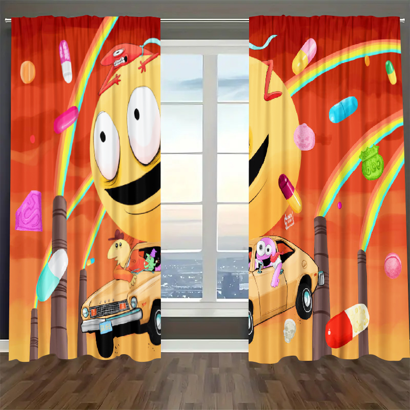Smilling Friends Blackout Curtains Drapes For Window Treatment Set