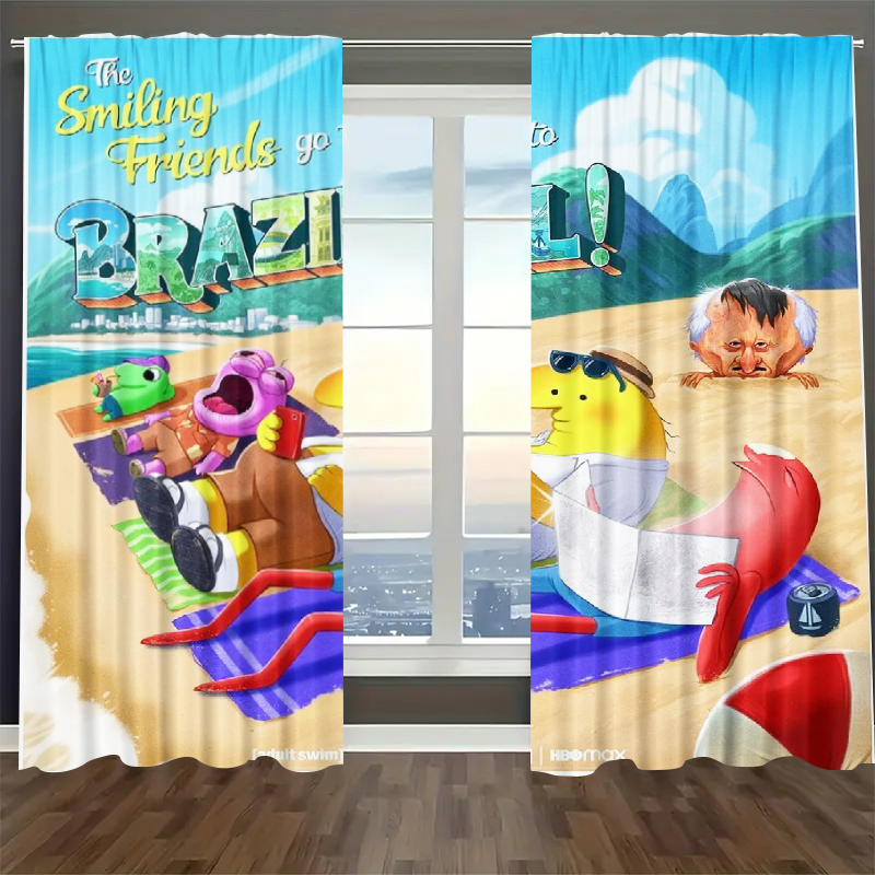 Smilling Friends Blackout Curtains Drapes For Window Treatment Set