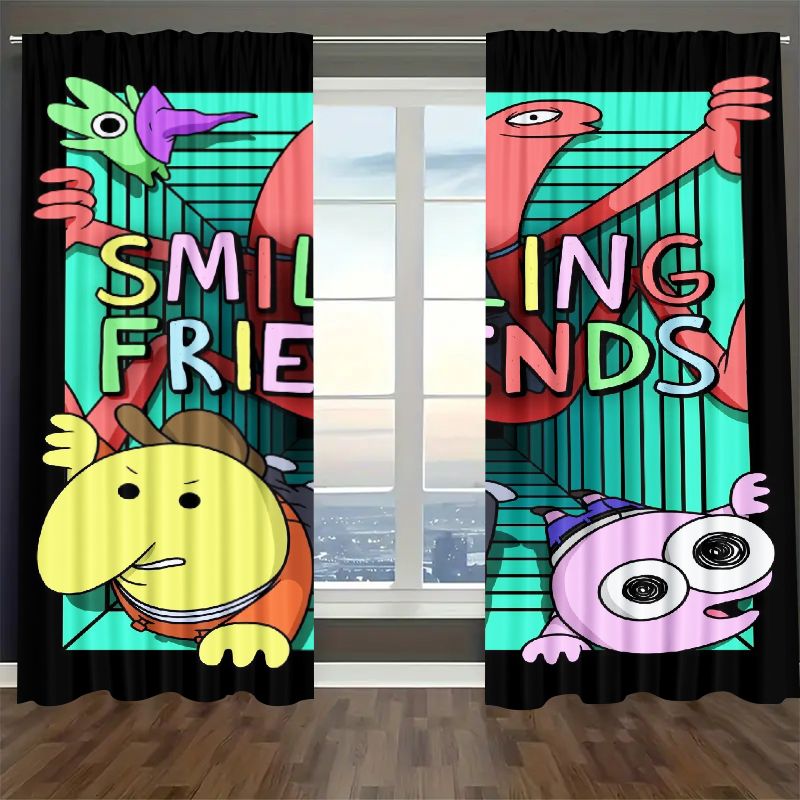 Smilling Friends Blackout Curtains Drapes For Window Treatment Set