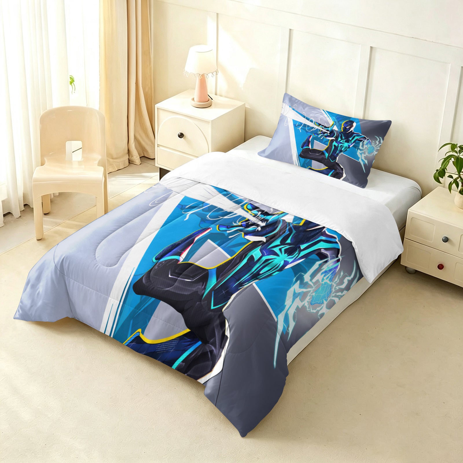 ‌Marvel Rivals Spiderman Comforter Pillowcase Sets Blanket All Season Reversible Quilted Duvet