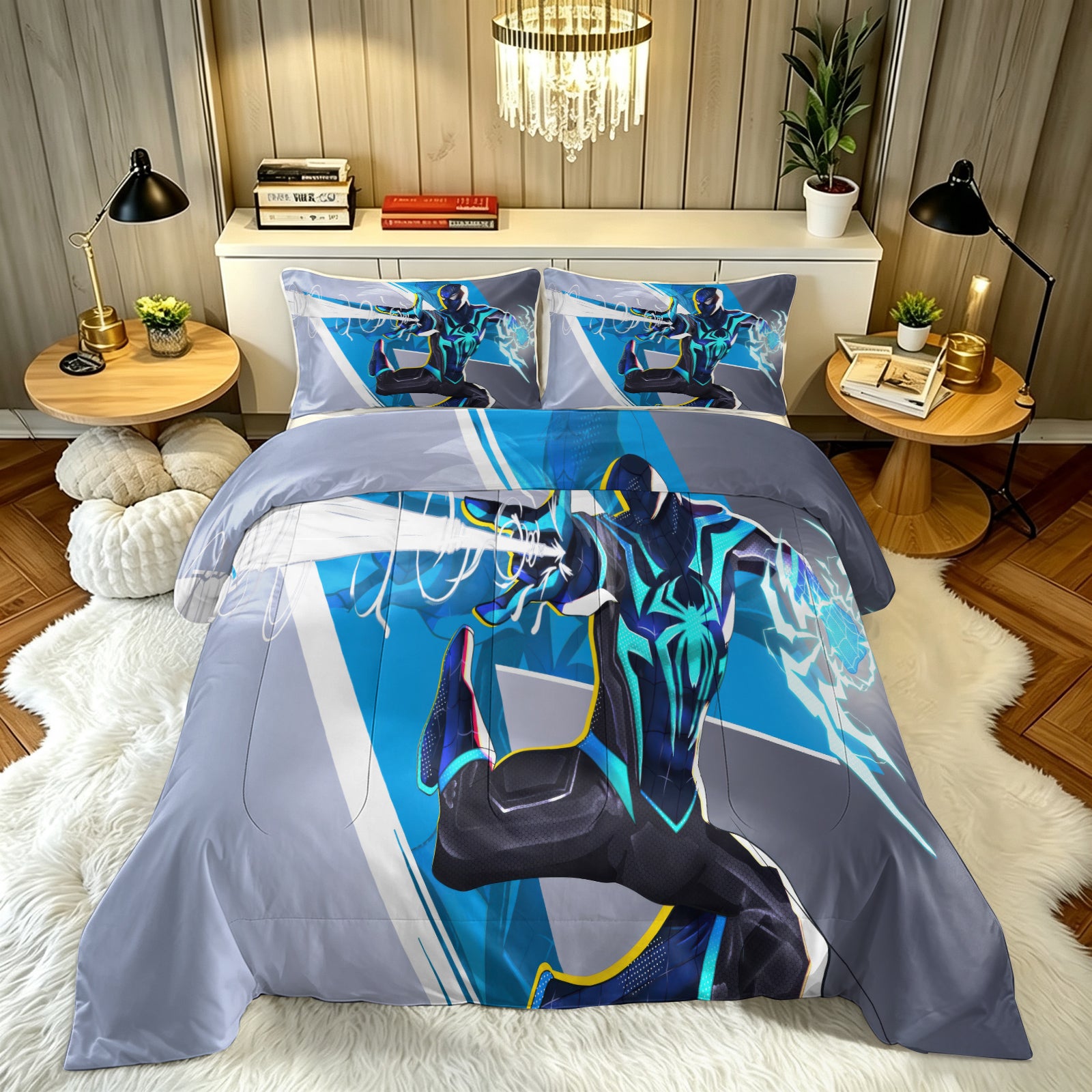 ‌Marvel Rivals Spiderman Comforter Pillowcase Sets Blanket All Season Reversible Quilted Duvet