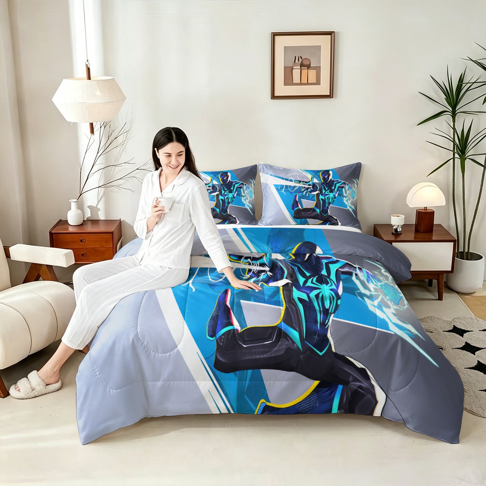‌Marvel Rivals Spiderman Comforter Pillowcase Sets Blanket All Season Reversible Quilted Duvet