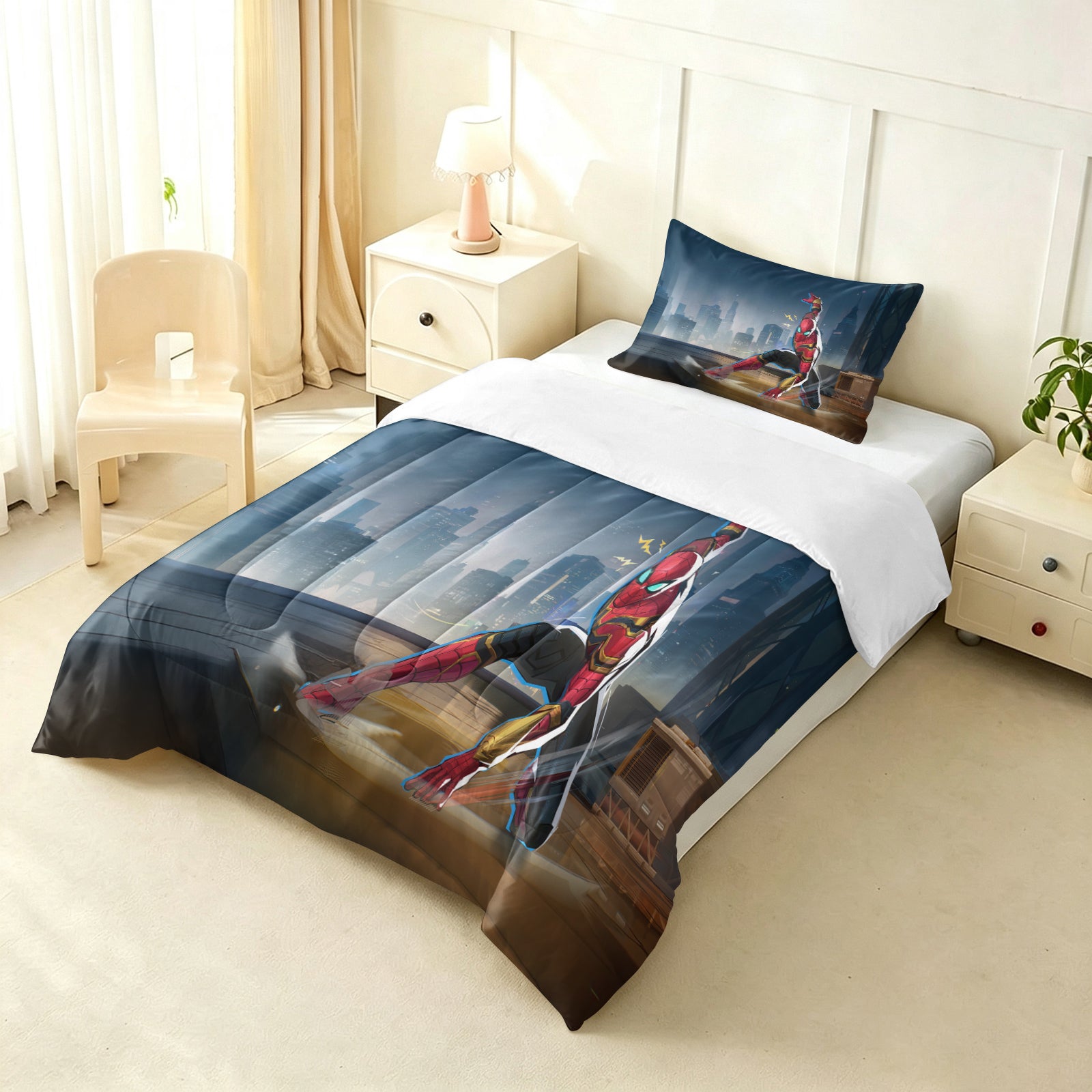 ‌Marvel Rivals Spiderman Comforter Pillowcase Sets Blanket All Season Reversible Quilted Duvet