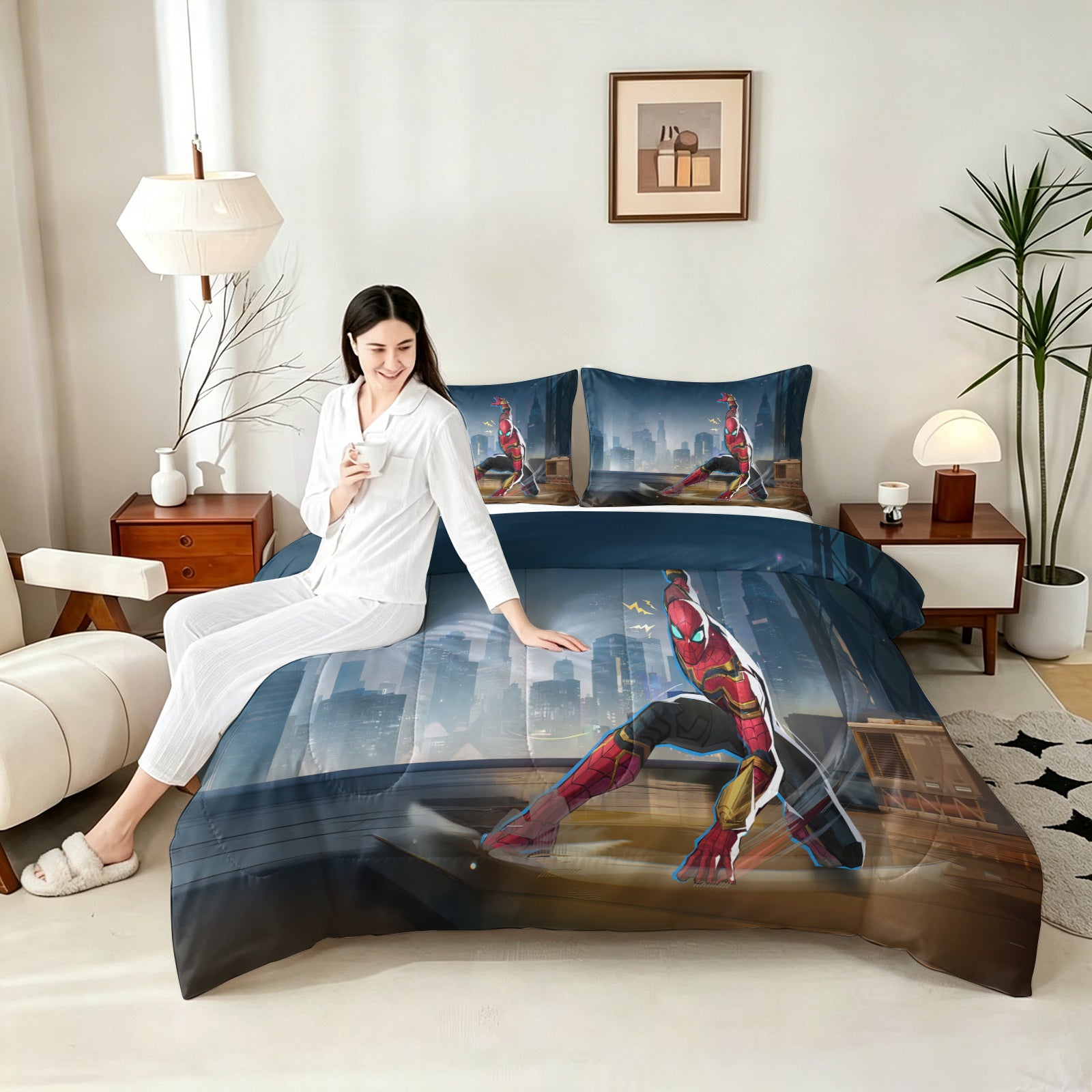 ‌Marvel Rivals Spiderman Comforter Pillowcase Sets Blanket All Season Reversible Quilted Duvet