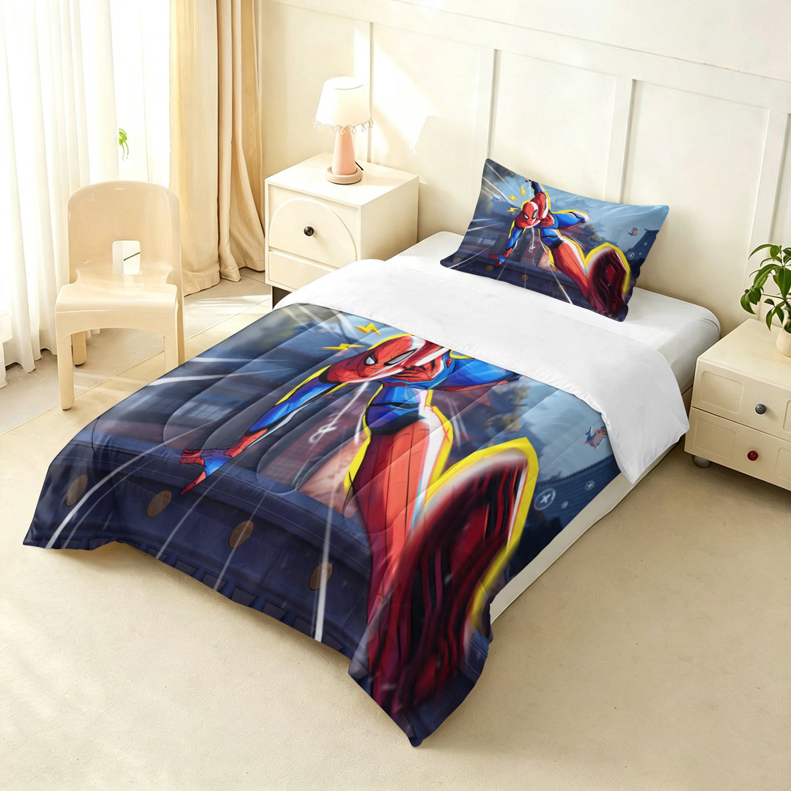 ‌Marvel Rivals Spiderman Comforter Pillowcase Sets Blanket All Season Reversible Quilted Duvet