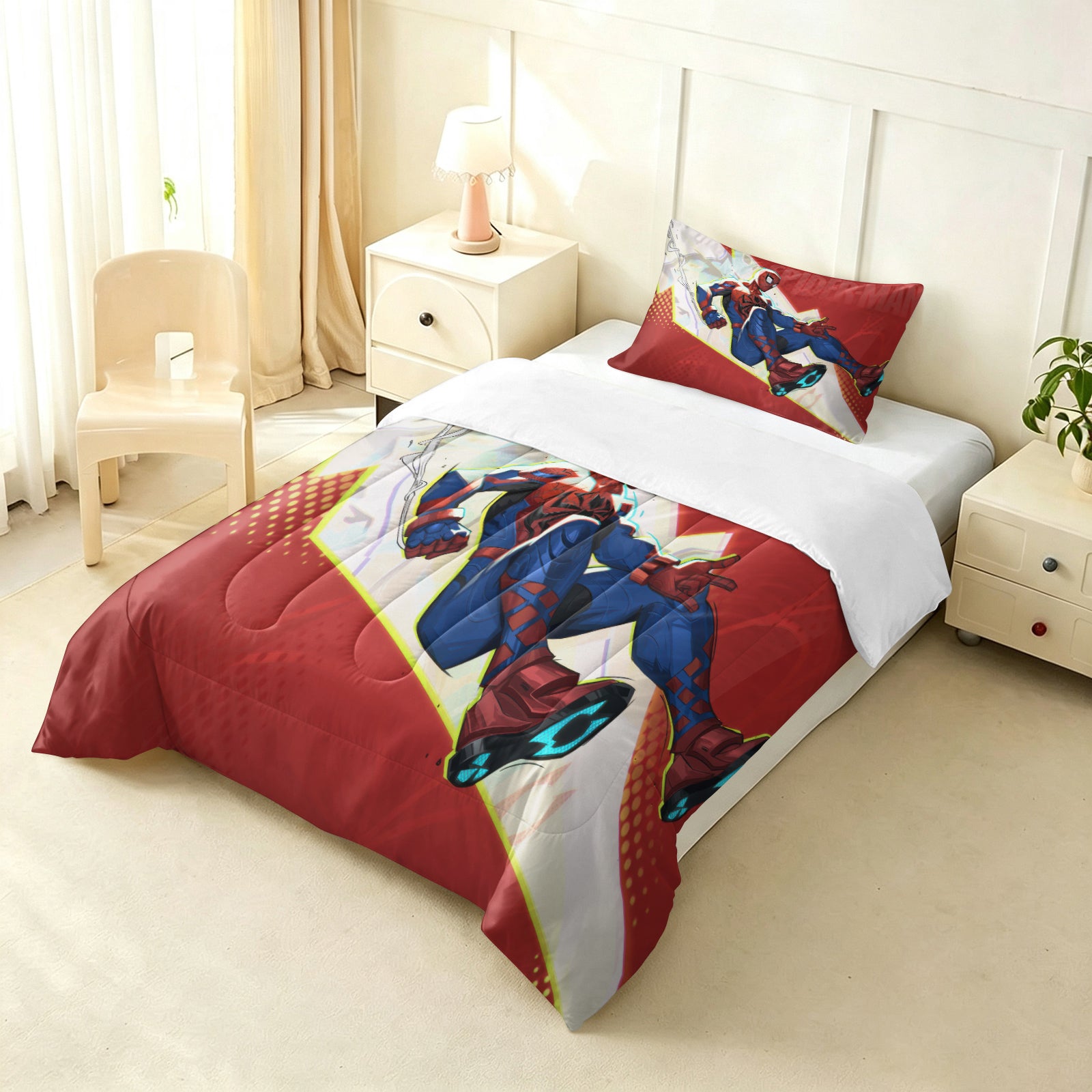 ‌Marvel Rivals Spiderman Comforter Pillowcase Sets Blanket All Season Reversible Quilted Duvet