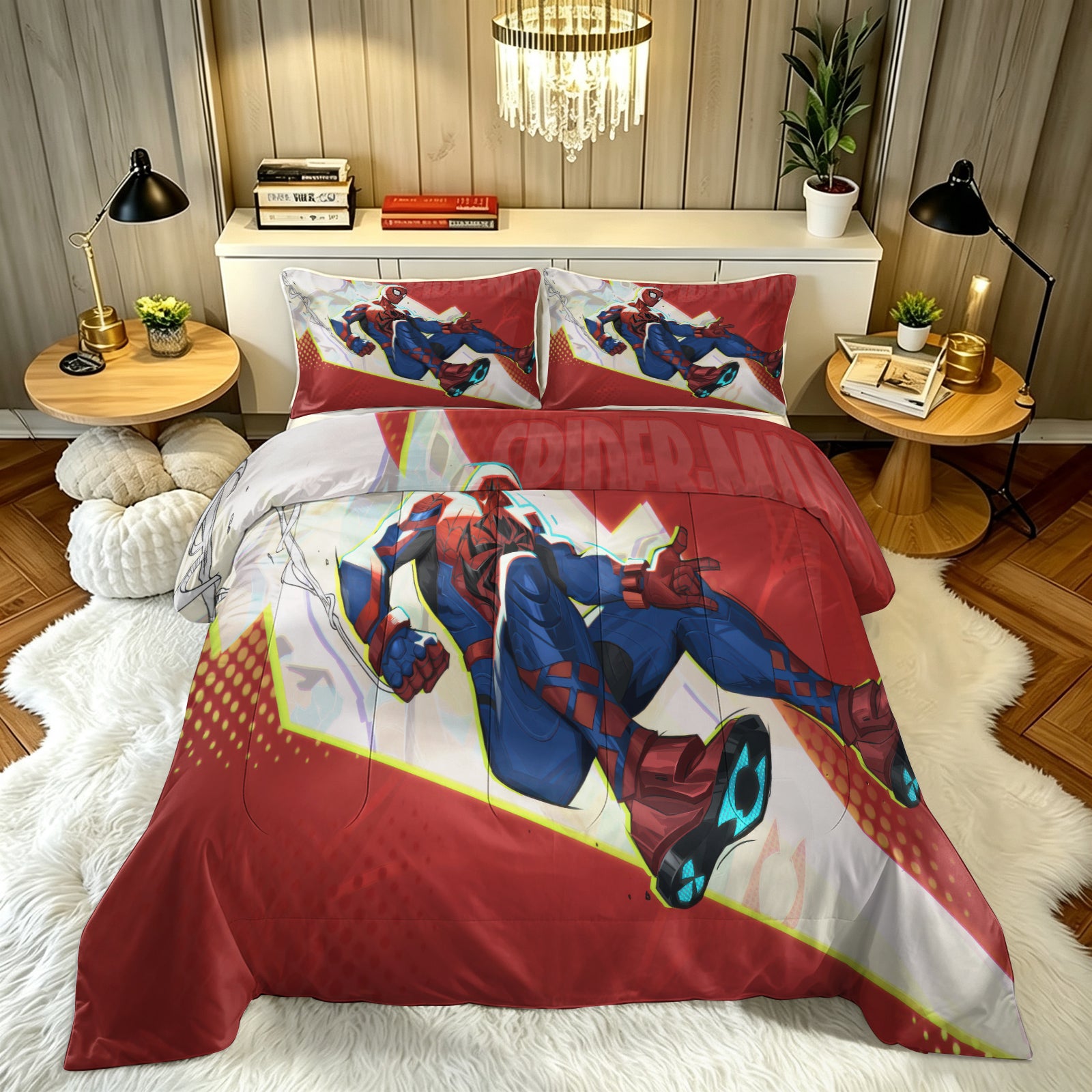 ‌Marvel Rivals Spiderman Comforter Pillowcase Sets Blanket All Season Reversible Quilted Duvet