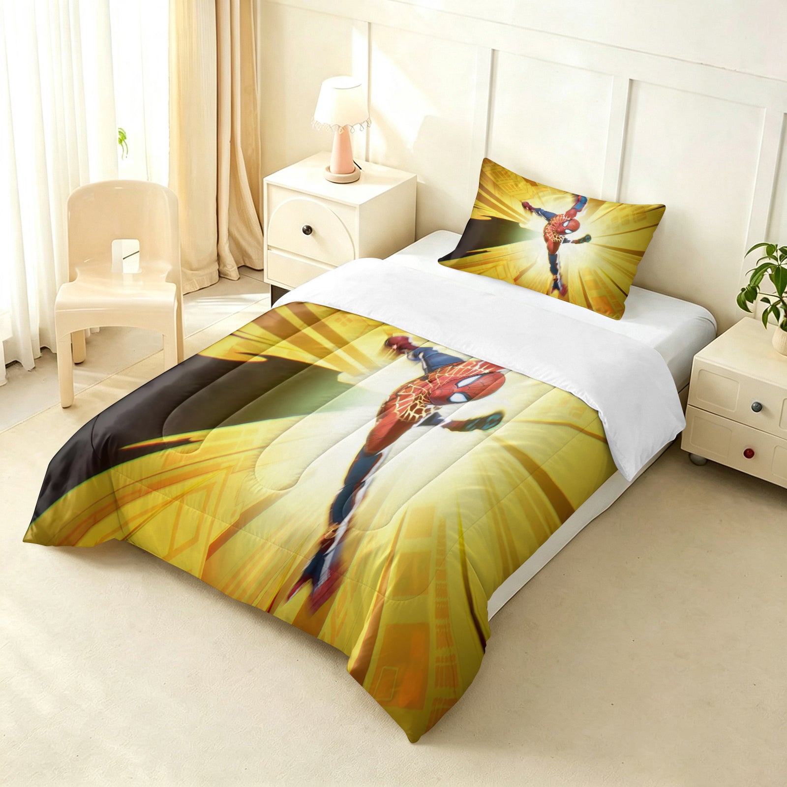 ‌Marvel Rivals Spiderman Comforter Pillowcase Sets Blanket All Season Reversible Quilted Duvet