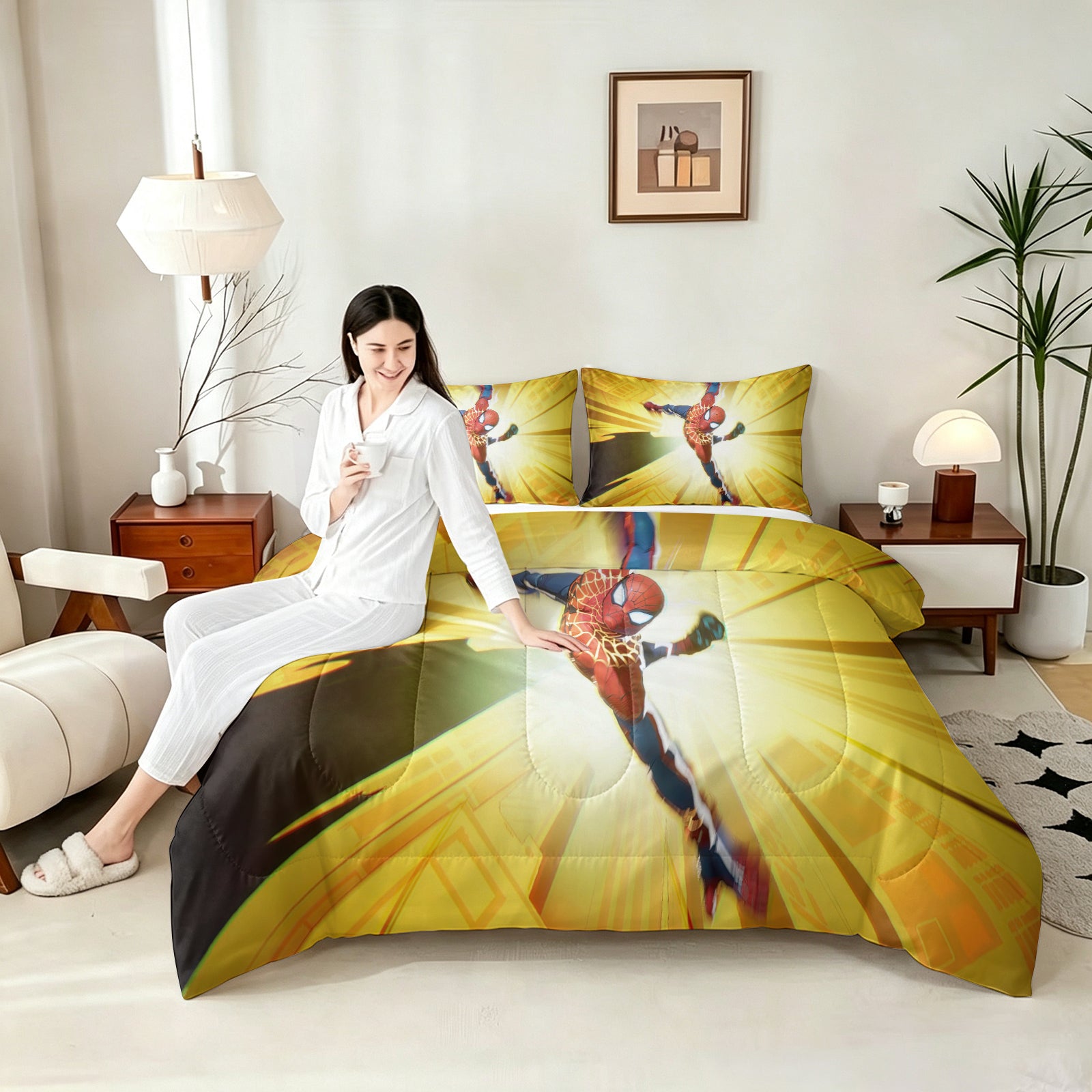 ‌Marvel Rivals Spiderman Comforter Pillowcase Sets Blanket All Season Reversible Quilted Duvet