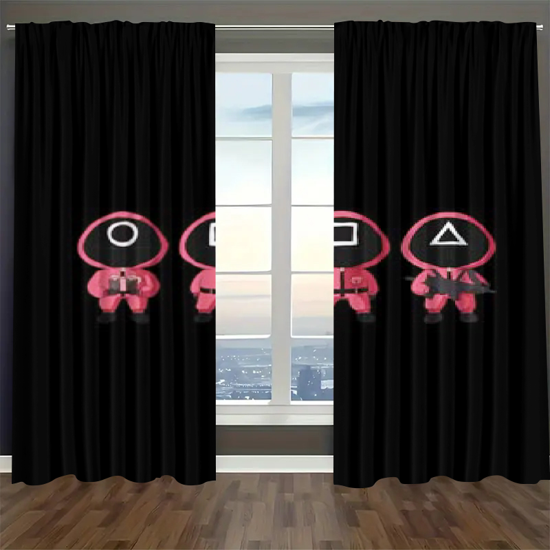 Squids Game Blackout Curtains Drapes For Window Treatment Set