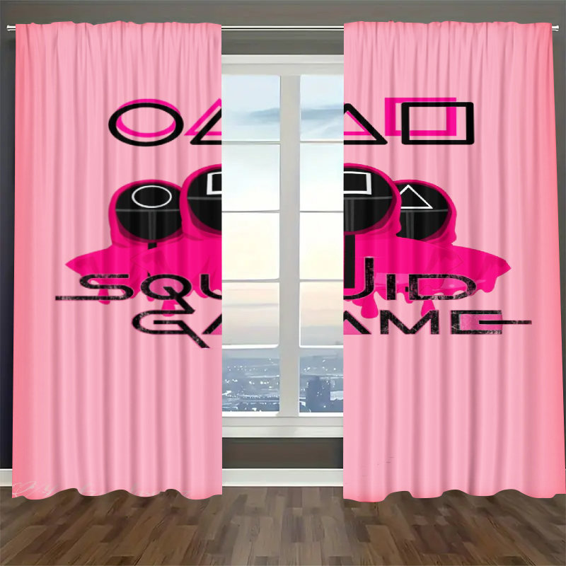 Squids Game Blackout Curtains Drapes For Window Treatment Set