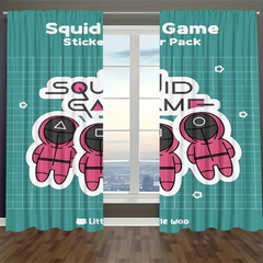 Squids Game Blackout Curtains Drapes For Window Treatment Set