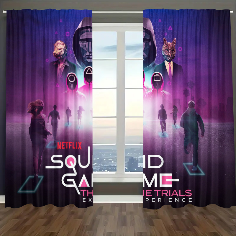 Squids Game Blackout Curtains Drapes For Window Treatment Set