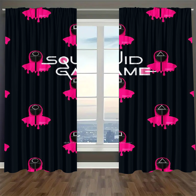 Squids Game Blackout Curtains Drapes For Window Treatment Set