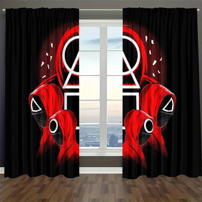 Squids Game Blackout Curtains Drapes For Window Treatment Set