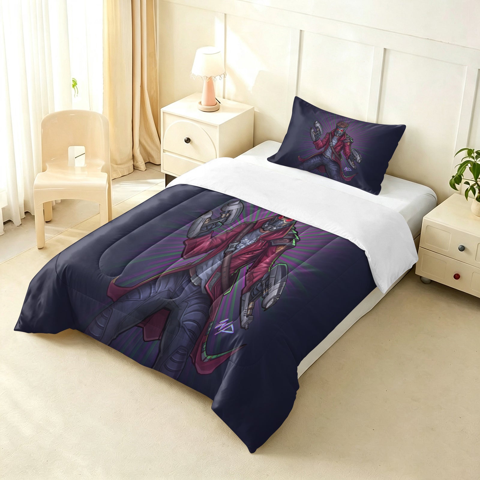 ‌Marvel Rivals Star Lord Comforter Pillowcase Sets Blanket All Season Reversible Quilted Duvet