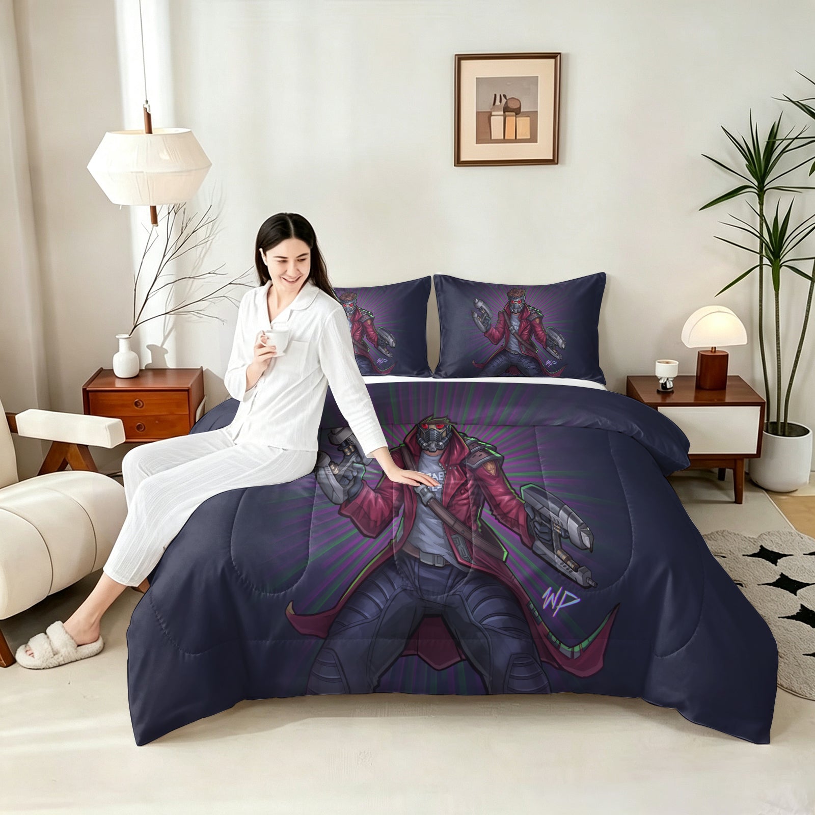 ‌Marvel Rivals Star Lord Comforter Pillowcase Sets Blanket All Season Reversible Quilted Duvet