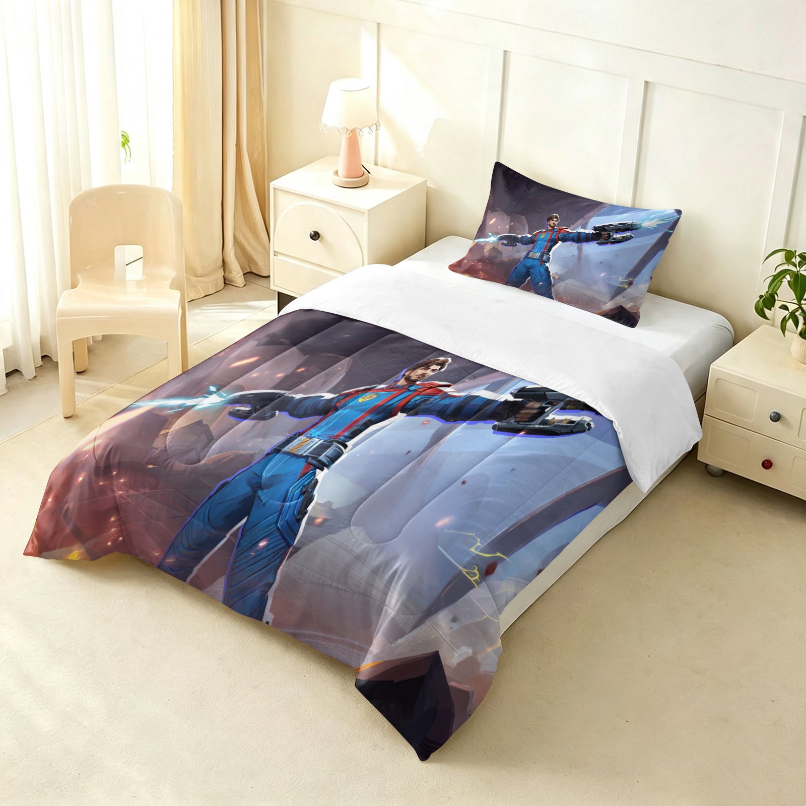 ‌Marvel Rivals Star Lord Comforter Pillowcase Sets Blanket All Season Reversible Quilted Duvet
