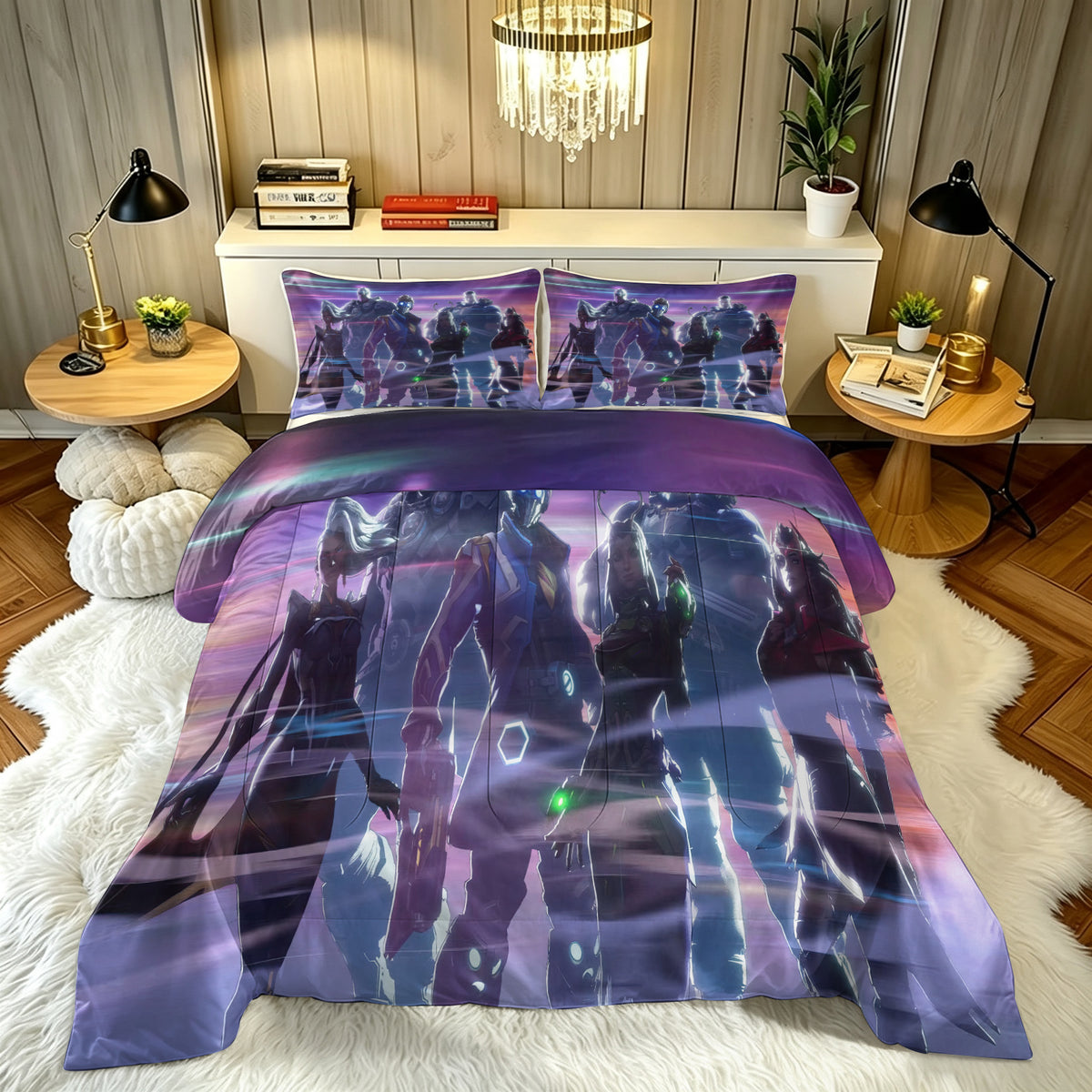 ‌Marvel Rivals Star Lord Comforter Pillowcase Sets Blanket All Season Reversible Quilted Duvet