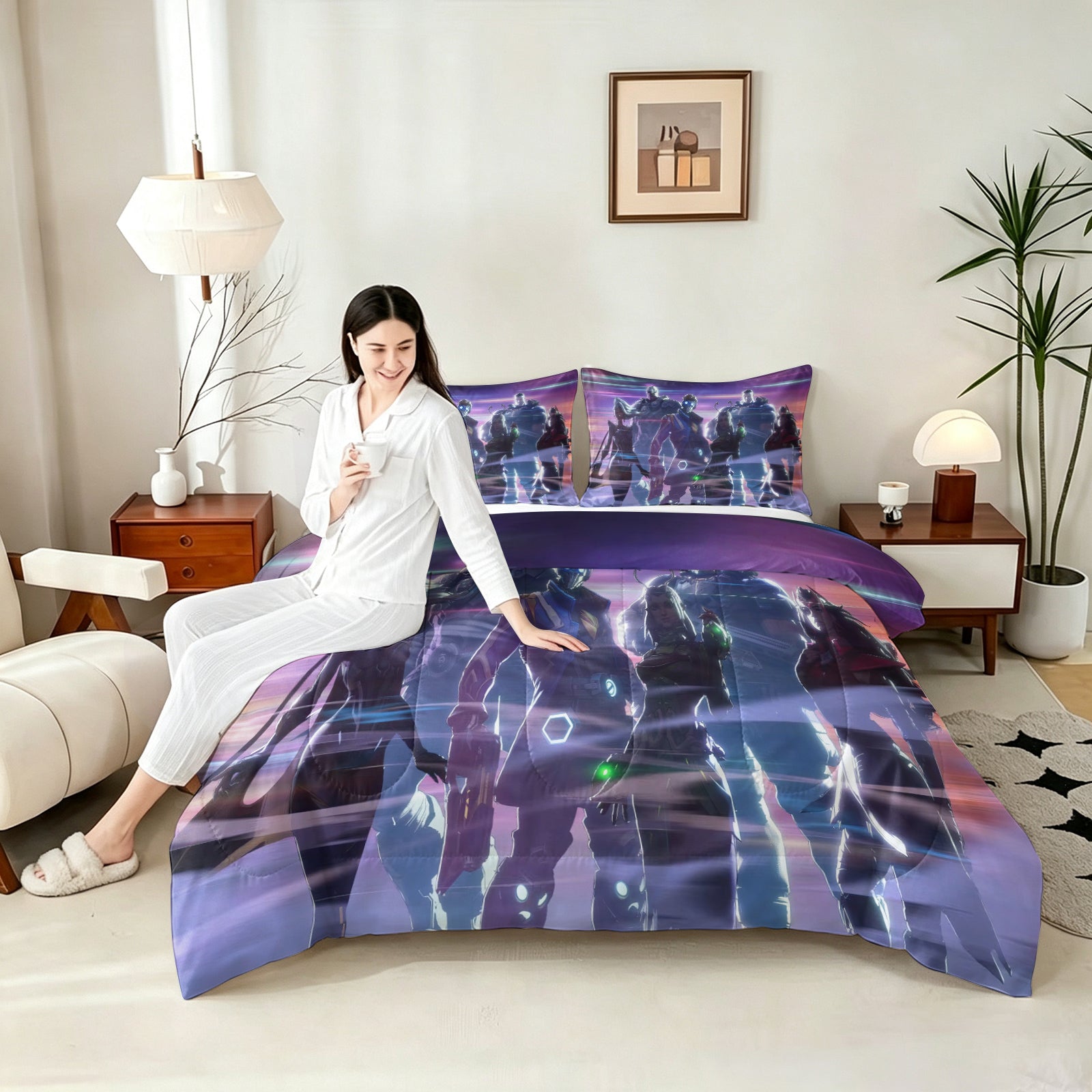 ‌Marvel Rivals Star Lord Comforter Pillowcase Sets Blanket All Season Reversible Quilted Duvet