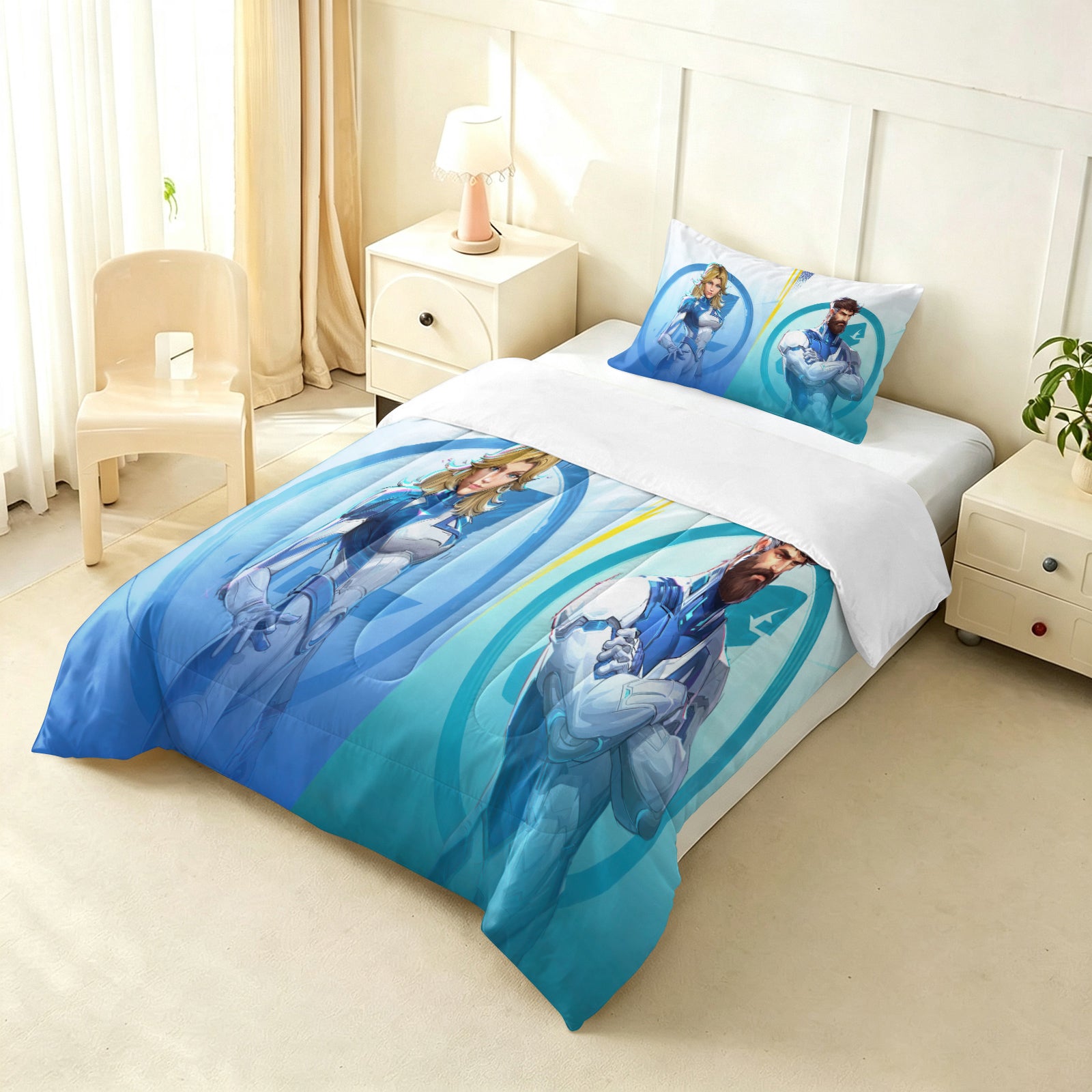 ‌Marvel Rivals Sue Storm Comforter Pillowcase Sets Blanket All Season Reversible Quilted Duvet