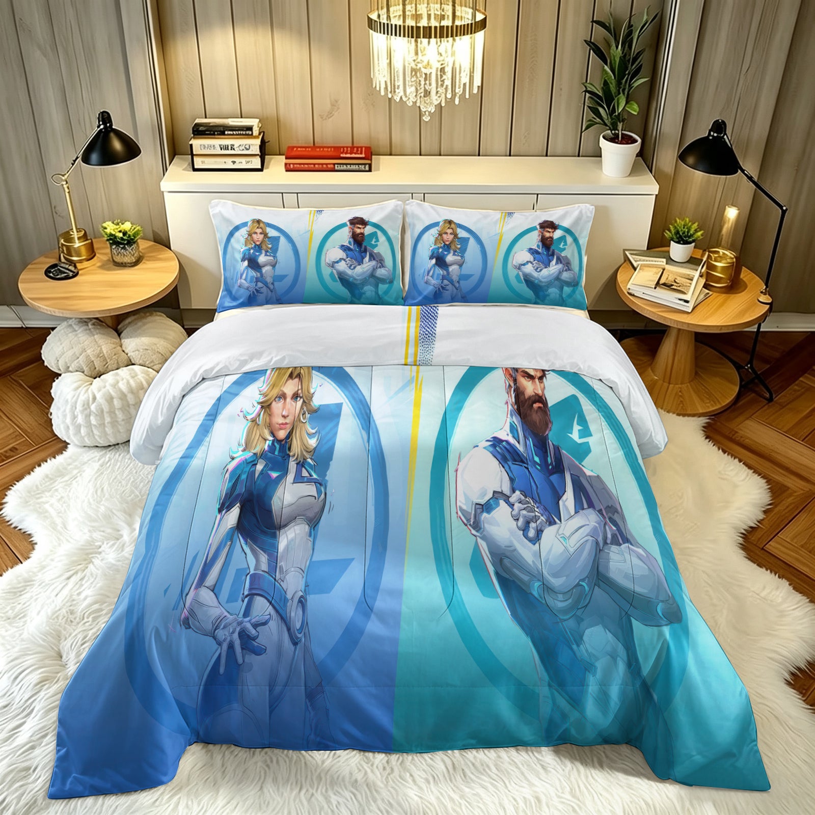 ‌Marvel Rivals Sue Storm Comforter Pillowcase Sets Blanket All Season Reversible Quilted Duvet