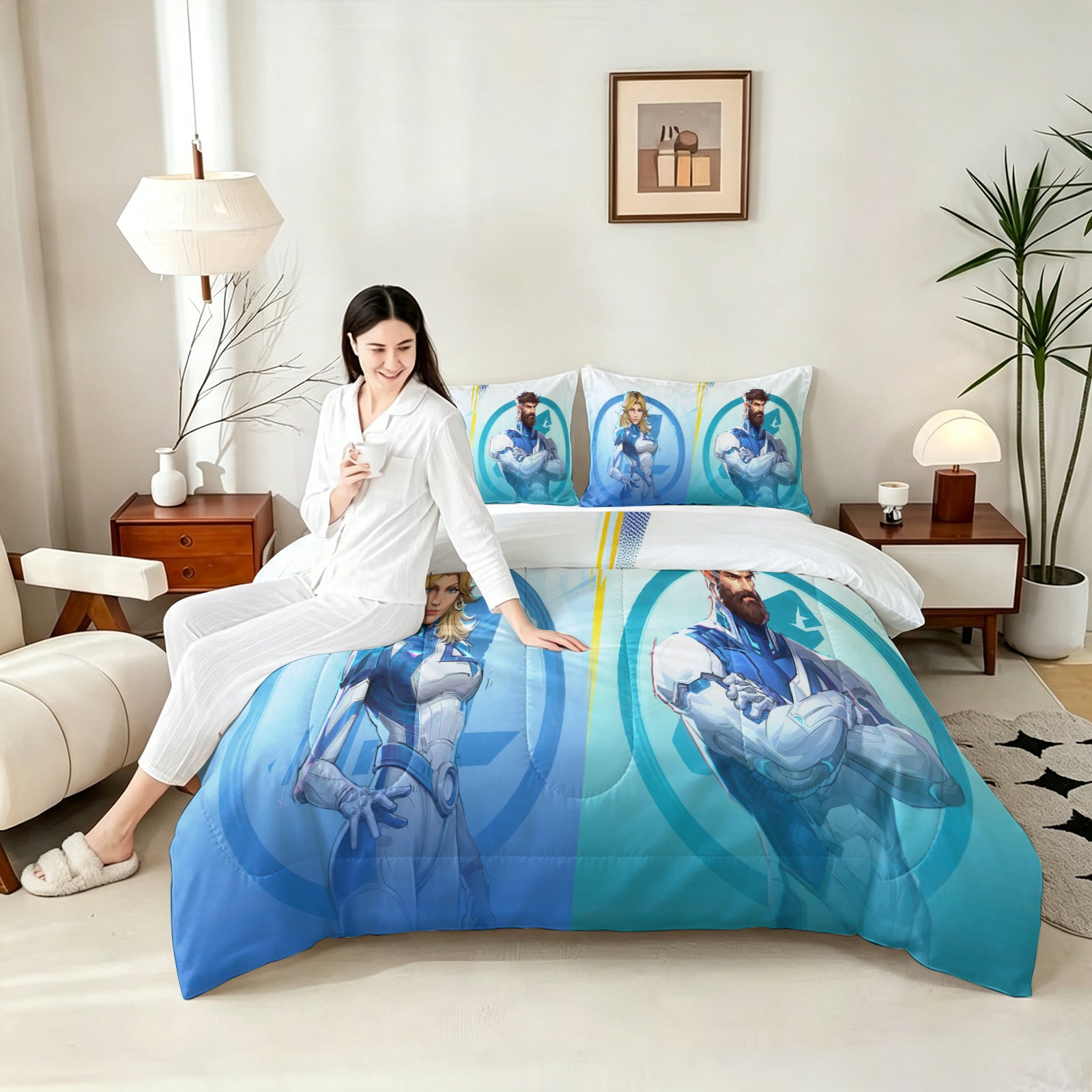 ‌Marvel Rivals Sue Storm Comforter Pillowcase Sets Blanket All Season Reversible Quilted Duvet