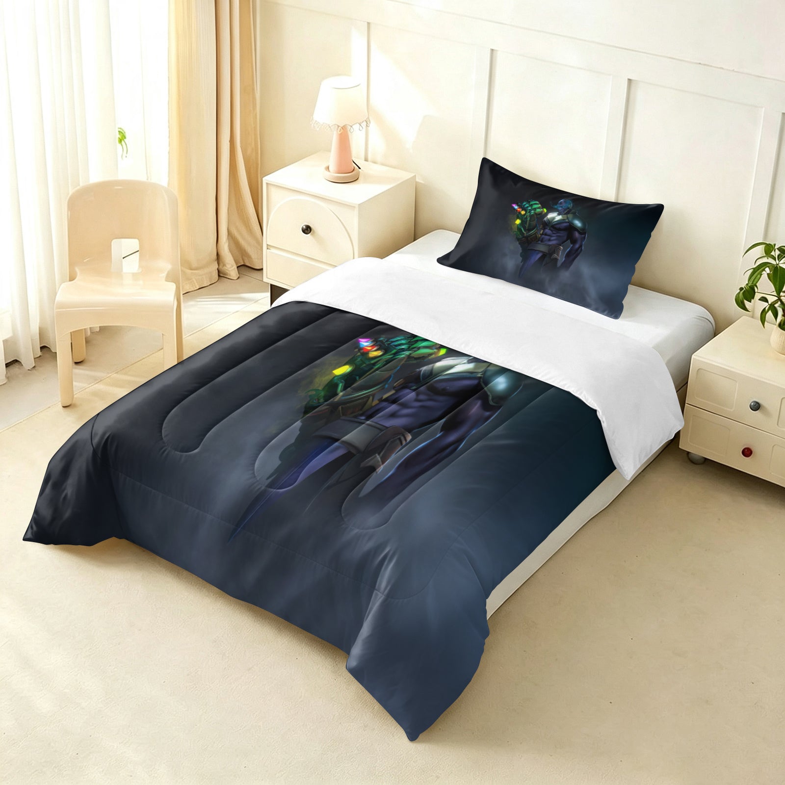 ‌Marvel Rivals Thanos Comforter Pillowcase Sets Blanket All Season Reversible Quilted Duvet