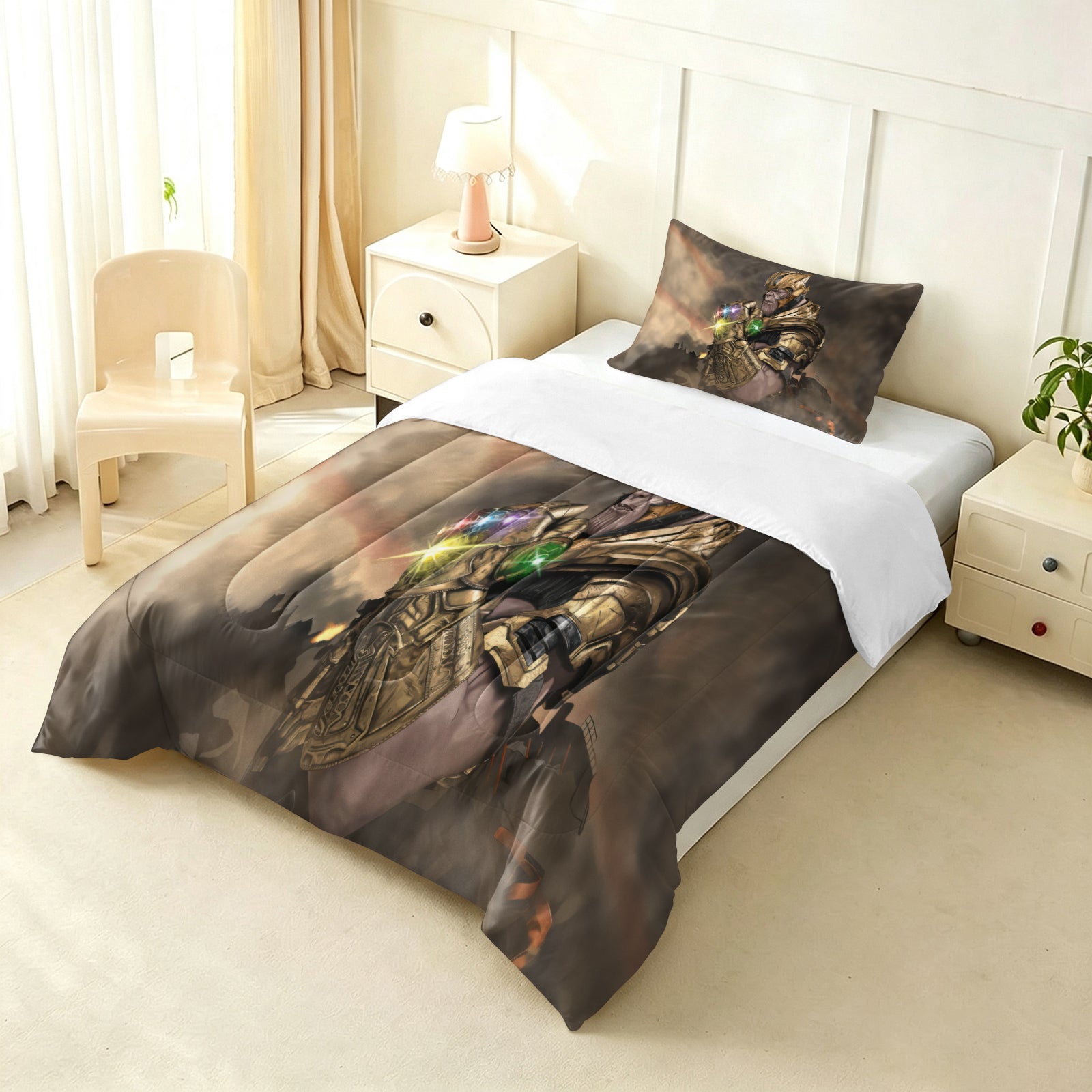 ‌Marvel Rivals Thanos Comforter Pillowcase Sets Blanket All Season Reversible Quilted Duvet