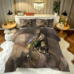 ‌Marvel Rivals Thanos Comforter Pillowcase Sets Blanket All Season Reversible Quilted Duvet