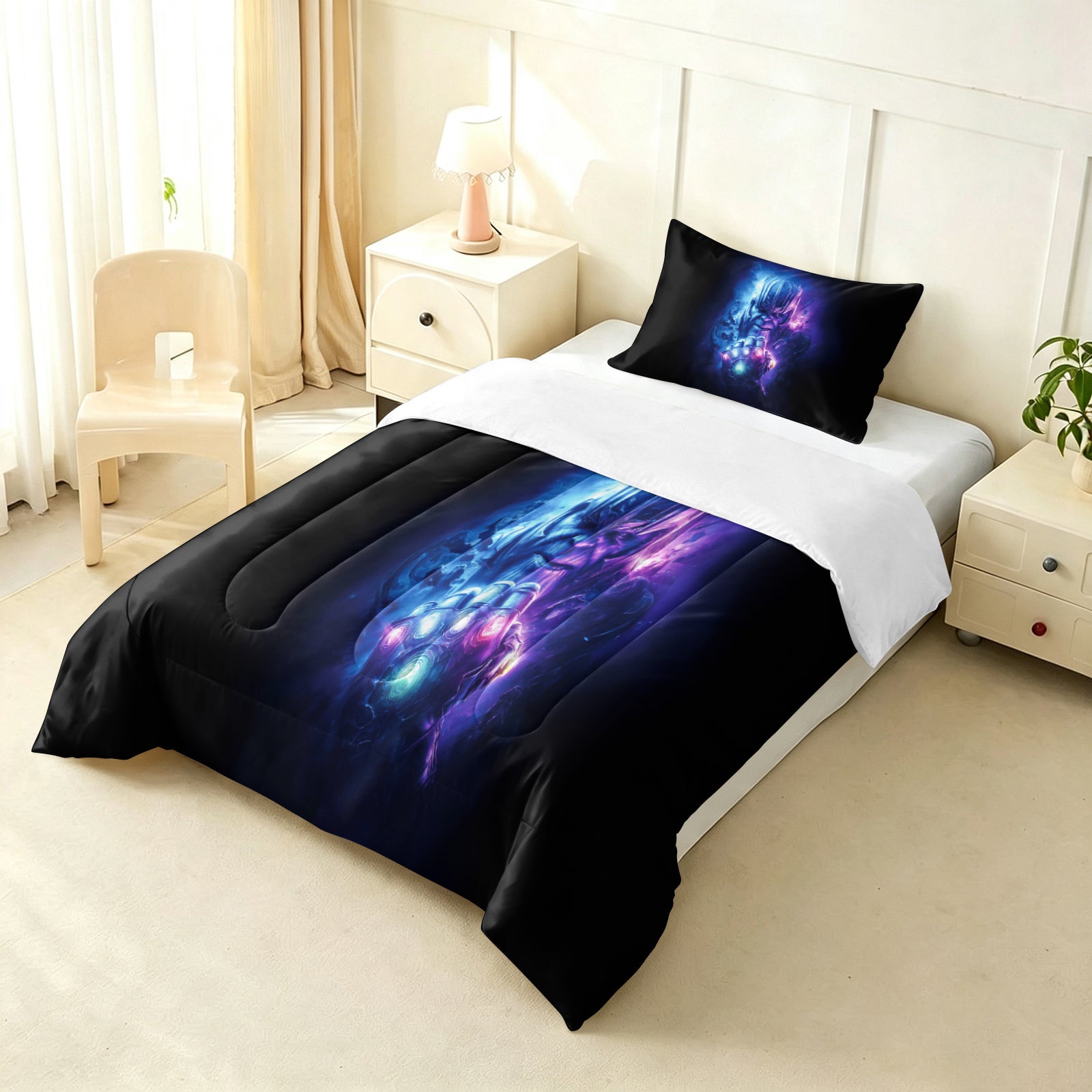 ‌Marvel Rivals Thanos Comforter Pillowcase Sets Blanket All Season Reversible Quilted Duvet