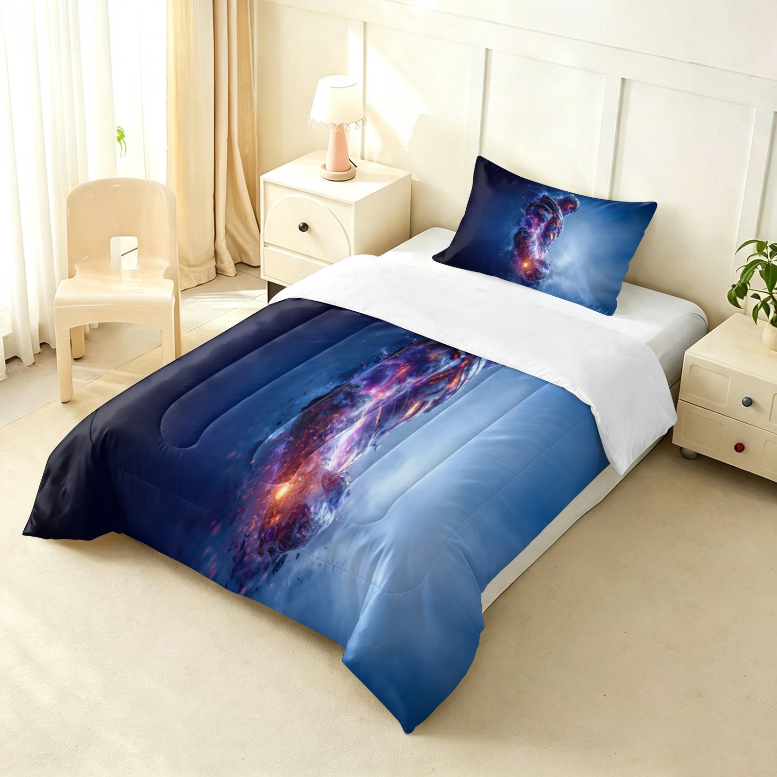 ‌Marvel Rivals Thanos Comforter Pillowcase Sets Blanket All Season Reversible Quilted Duvet