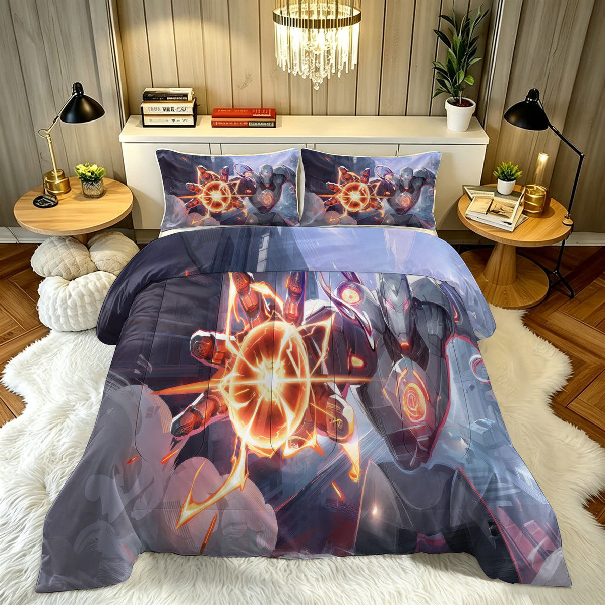 ‌Marvel Rivals Ultron Comforter Pillowcase Sets Blanket All Season Reversible Quilted Duvet