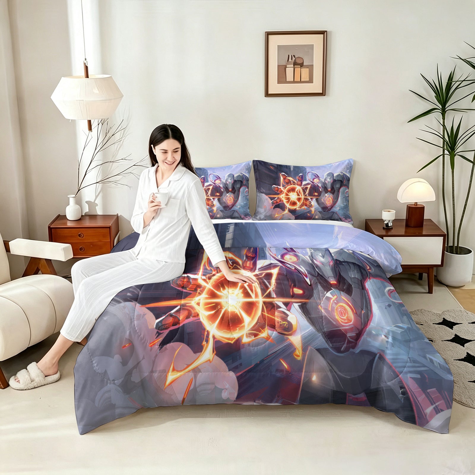 ‌Marvel Rivals Ultron Comforter Pillowcase Sets Blanket All Season Reversible Quilted Duvet