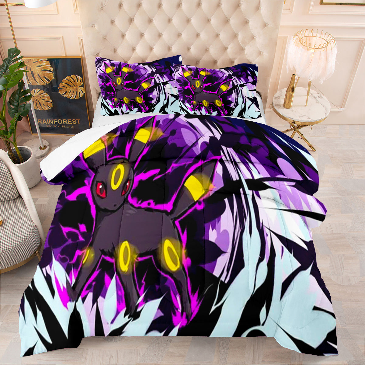 Pokemon Umbreon Comforter Pillowcase Sets Blanket All Season Reversible Quilted Duvet